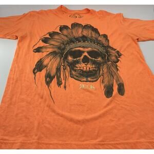 Rook Graphic T Shirt Men’s Large Indian Native American Chief. Orange